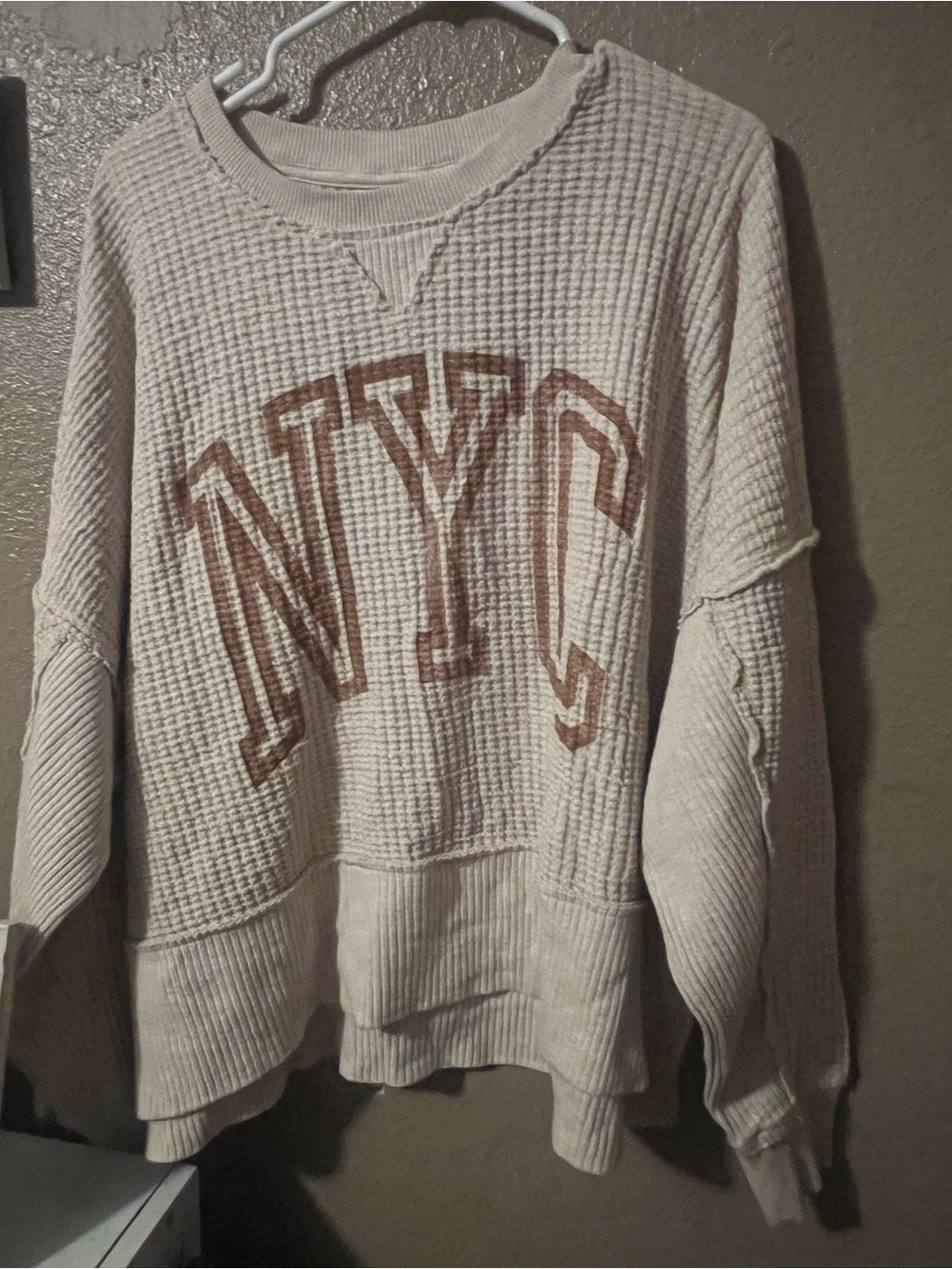 American Eagle Outfitters Waffle Knit 'Lived-In' Sweatshirt fits up to a LARGE